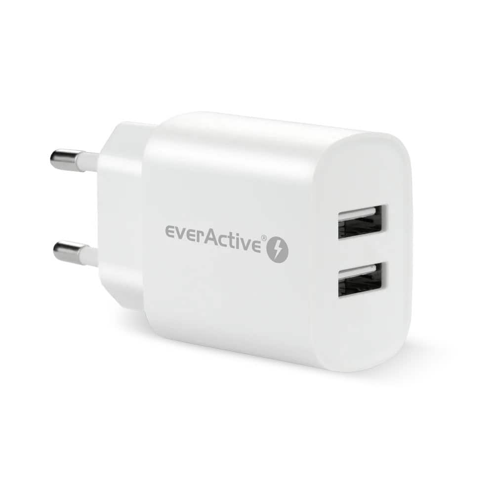 Ładowarka sieciowa EVERACTIVE SC-220, 2x USB, 2,4A, biała — zdjęcie 1 z 7