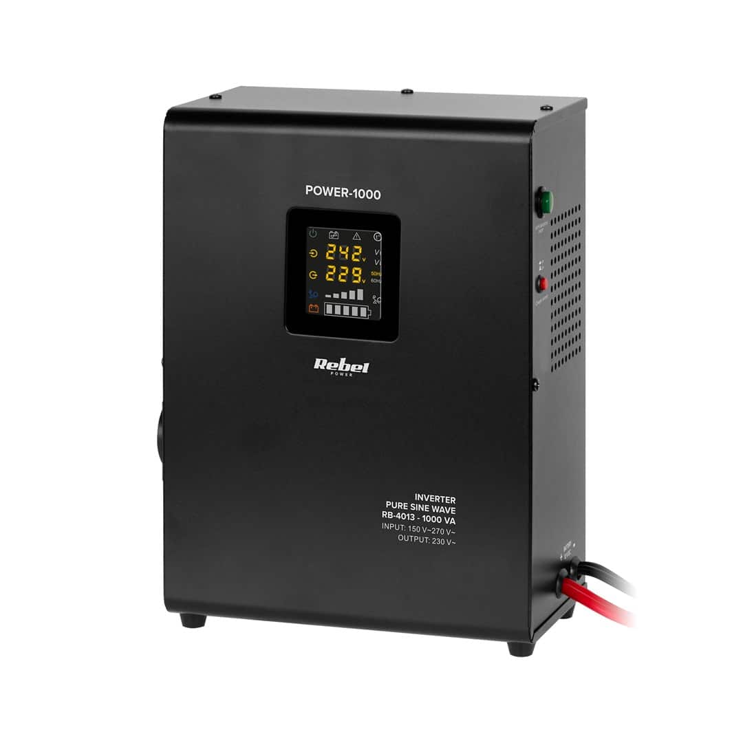 Zasilacz UPS Rebel POWER-1000 - 1000VA/700W, czysta sinusoida, ładowanie 12V — zdjęcie 1 z 6