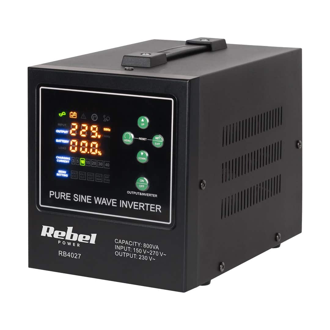 Zasilacz awaryjny Rebel LFP4 z czystą sinusoidą i ładowaniem 12V, 800VA/500W — zdjęcie 1 z 4