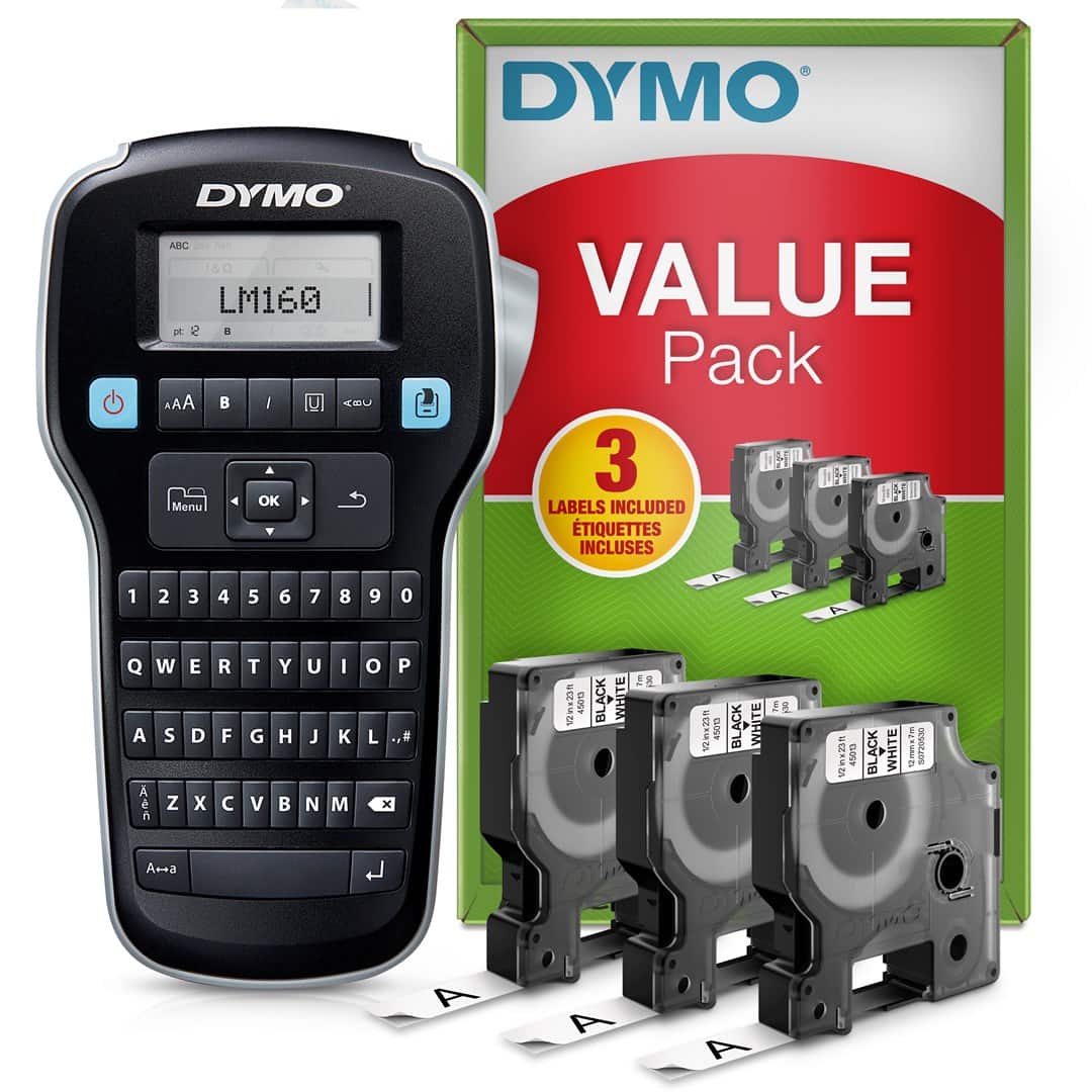 Drukarka etykiet Dymo LM 160 z zestawem 3 taśm D1 12mm czarno-białych (Outlet) — zdjęcie 1 z 8