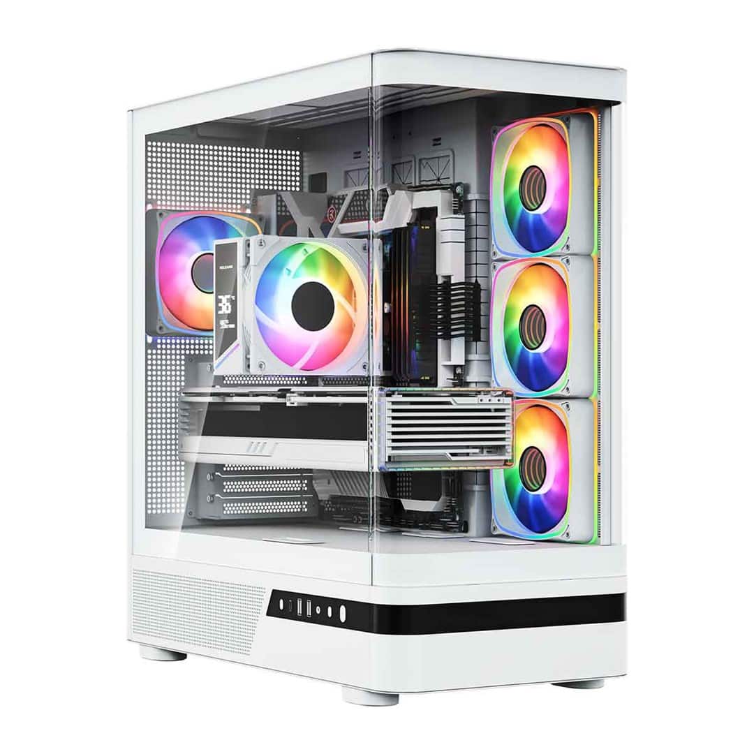 Obudowa komputerowa MODECOM Volcano AQ 100 ARGB Midi Tower Biała — zdjęcie 1 z 8