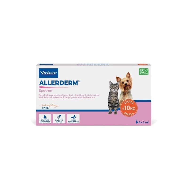 Virbac Allerderm Spot-on (zestaw 6 pipet po 2 ml) - krople na skórę dla psów i kotów z alergiami