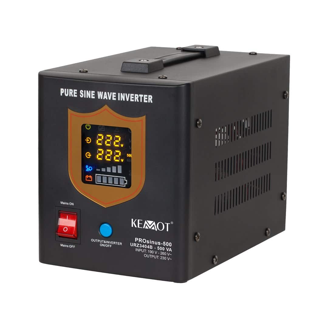 Zasilacz awaryjny KEMOT PROsinus-500, przetwornica z czystą sinusoidą, 500VA/300W, 12V, czarny — zdjęcie 1 z 4