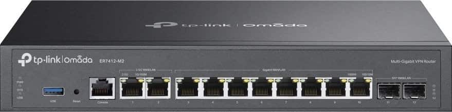 Router TP-Link Omada ER7412-M2, 2.5 Gigabit Ethernet, Gigabit Ethernet, czarny — zdjęcie 1 z 5