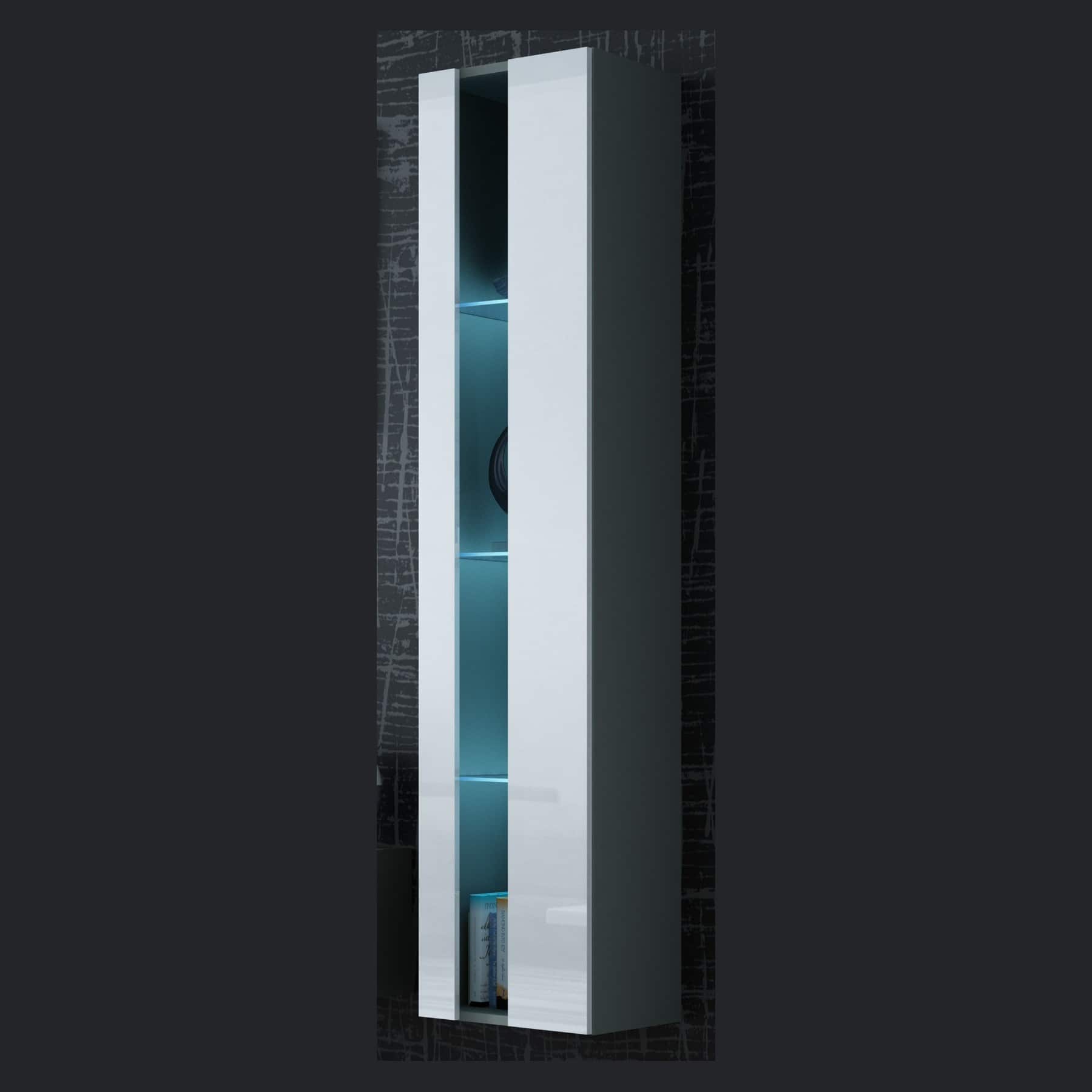 Regał drewniany VIGO NEW 180x40x30 cm, szary/biały połysk — zdjęcie 1 z 4