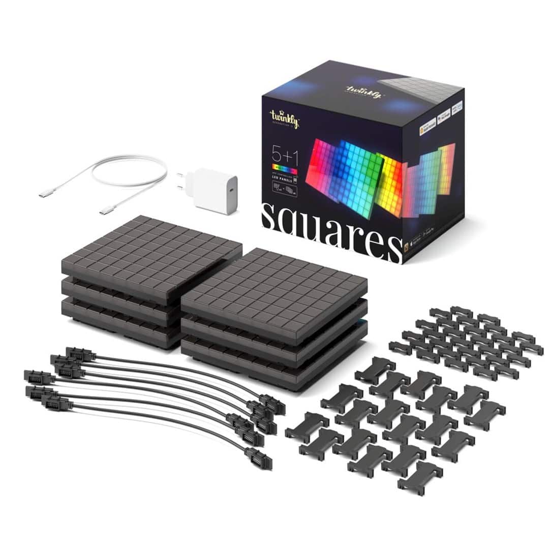 Inteligentne bloki Twinkly Squares Combo Pack 6 Blocks (1 master + 5 extension) x 64 pixels RGB — zdjęcie 1 z 8
