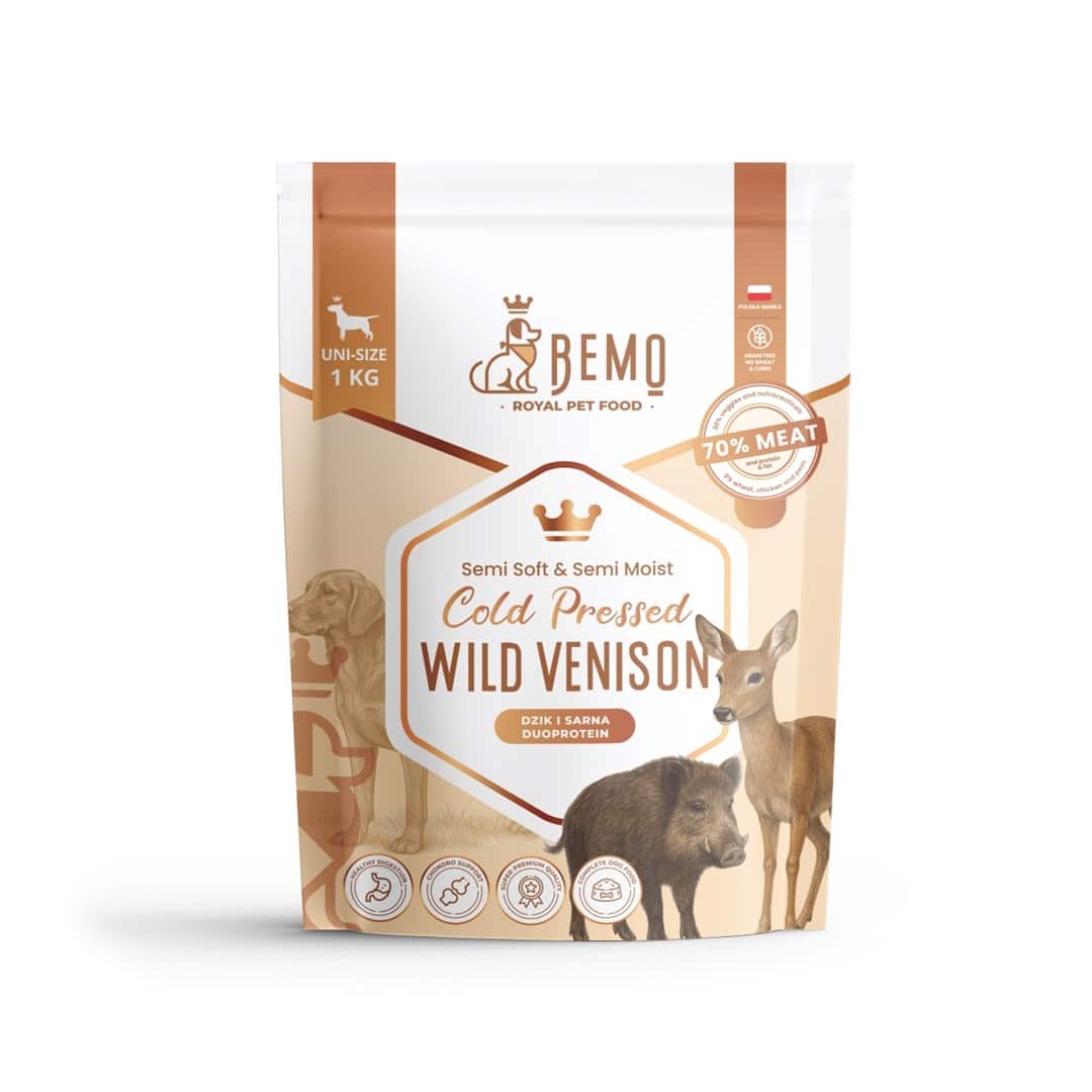Karma sucha dla psa Bemo Cold Pressed Wild Venison - tłoczona na zimno z dziczyzną i sarniną 1kg