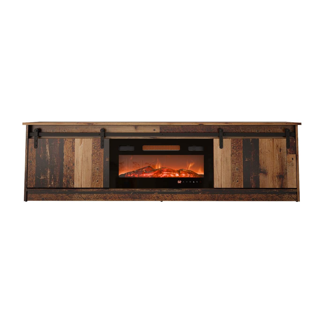 Szafka RTV GRANERO z kominkiem 200x56,7x35 cm, kolor old wood — zdjęcie 1 z 2