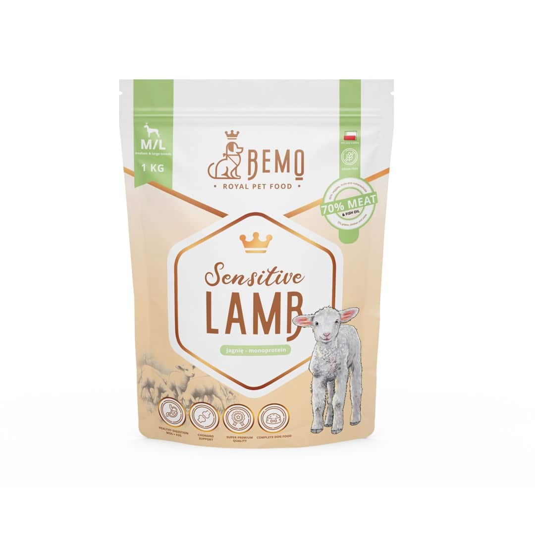 Karma sucha dla psów Bemo Sensitive Lamb - Jagnięcina, średnie i duże rasy, 1 kg