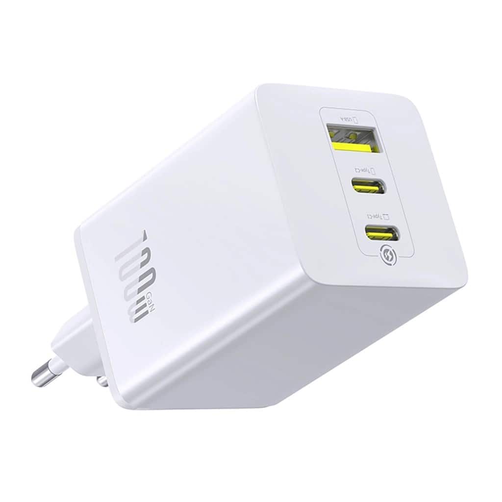 Ładowarka sieciowa Baseus EnerFill FE11 100W (2x USB-C + USB-A) - biała — zdjęcie 1 z 6