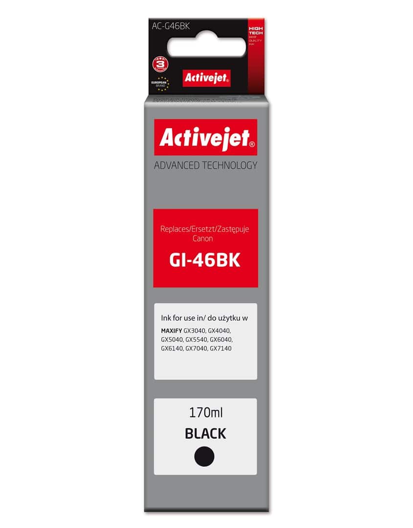 Tusz Activejet AC-G46BK (zamiennik Canon GI-46BK) - 170 ml, czarny