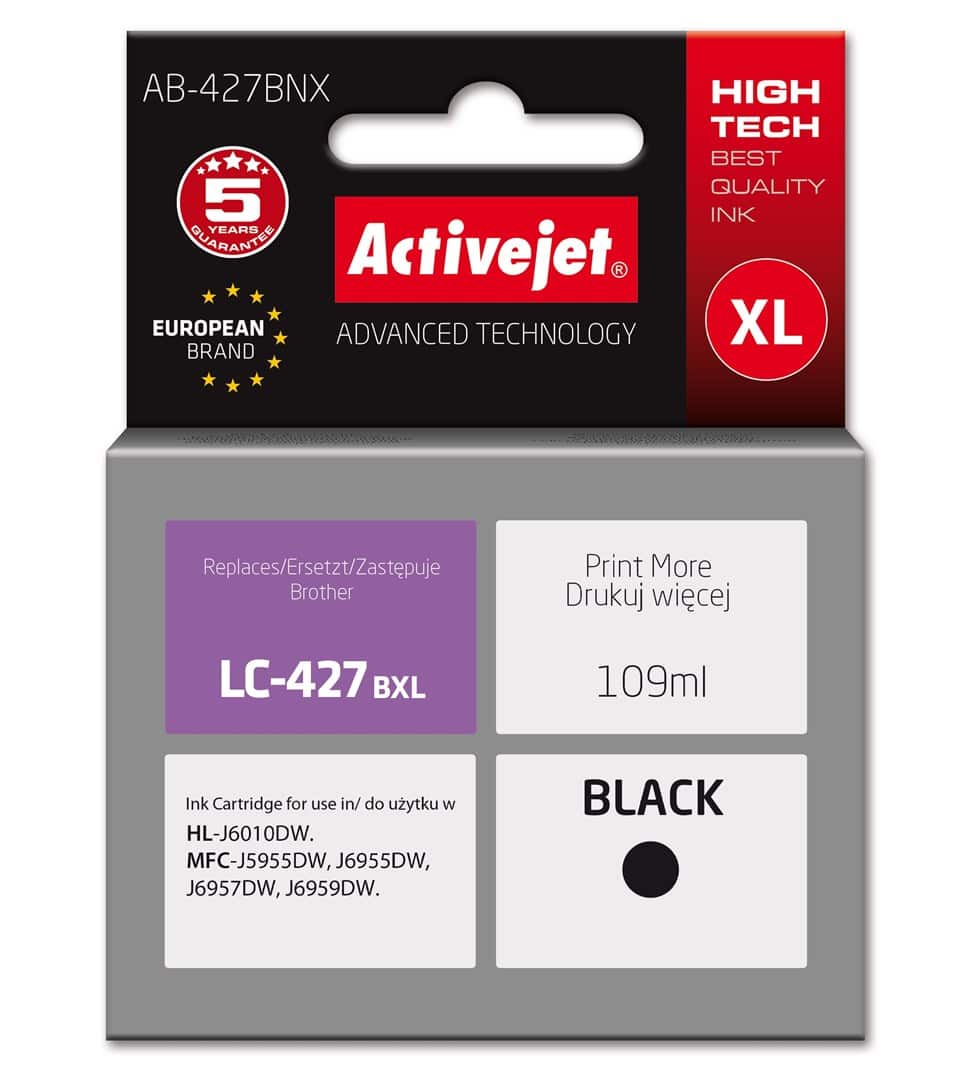 Tusz Activejet AB-427BNX (zamiennik Brother LC-427BXL) Supreme, 109 ml, czarny