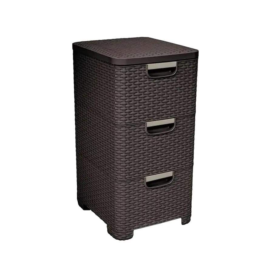Regał z szufladami 3x14L rattan ciemny brąz 206313 CURVER — zdjęcie 1 z 5