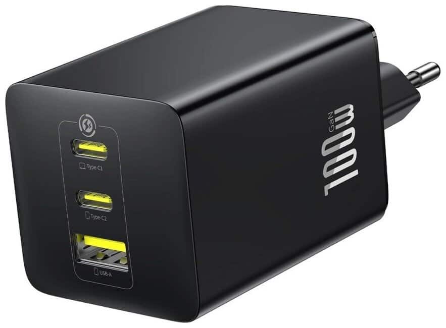 Ładowarka sieciowa Baseus EnerFill FE11 100W - 2x USB-C + USB-A, czarna — zdjęcie 1 z 8