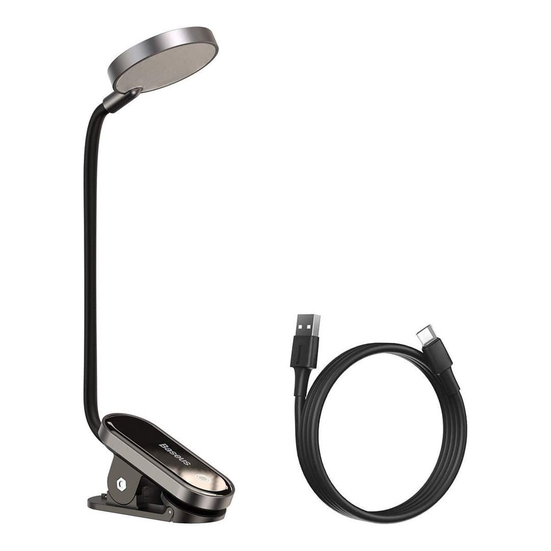 Lampka biurkowa Baseus Mini LED z klipsem, szara (DGRAD-0G) — zdjęcie 1 z 7