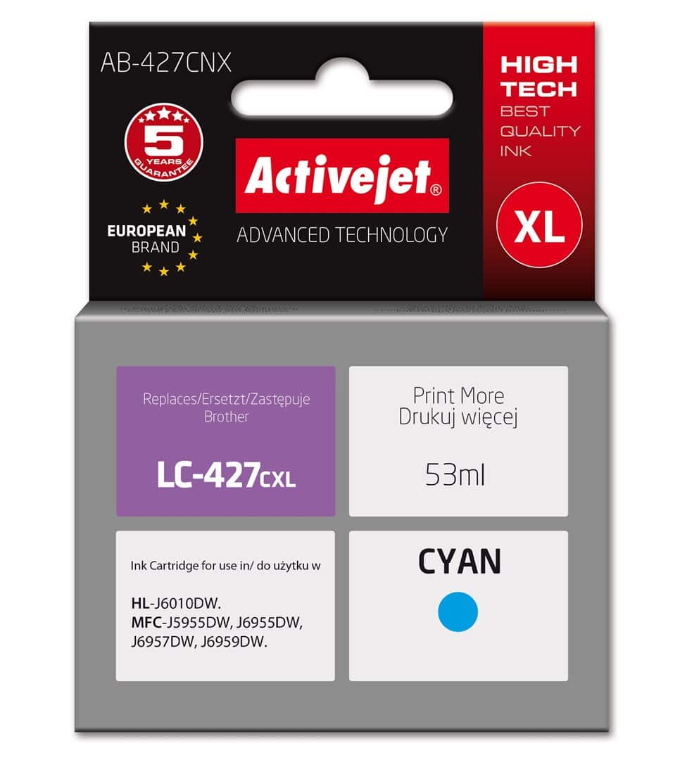 Tusz Activejet AB-427CNX (zamiennik Brother LC-427CXL; Supreme; 53 ml; niebieski)