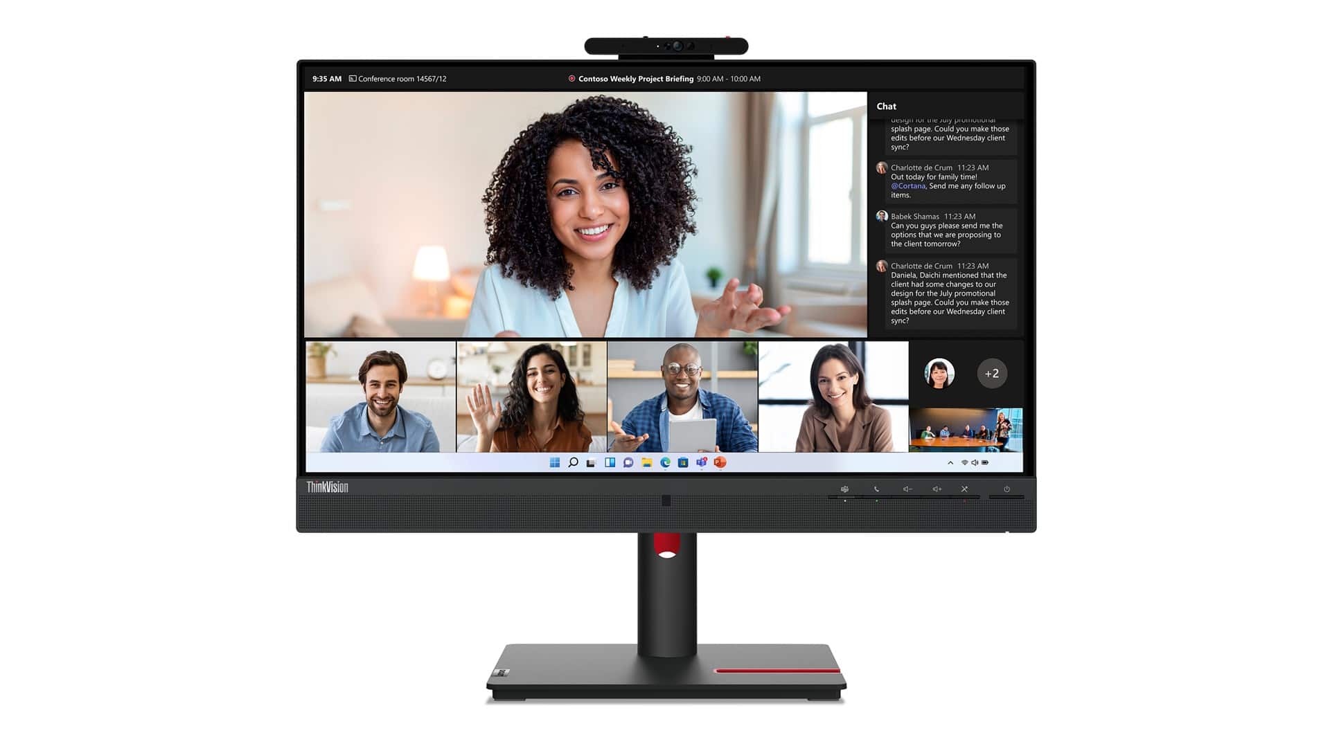 Lenovo ThinkVision T24mv-30 23,8"FHD 75Hz 250nits AG USB HDMI DP LAN Raven Black — zdjęcie 1 z 8
