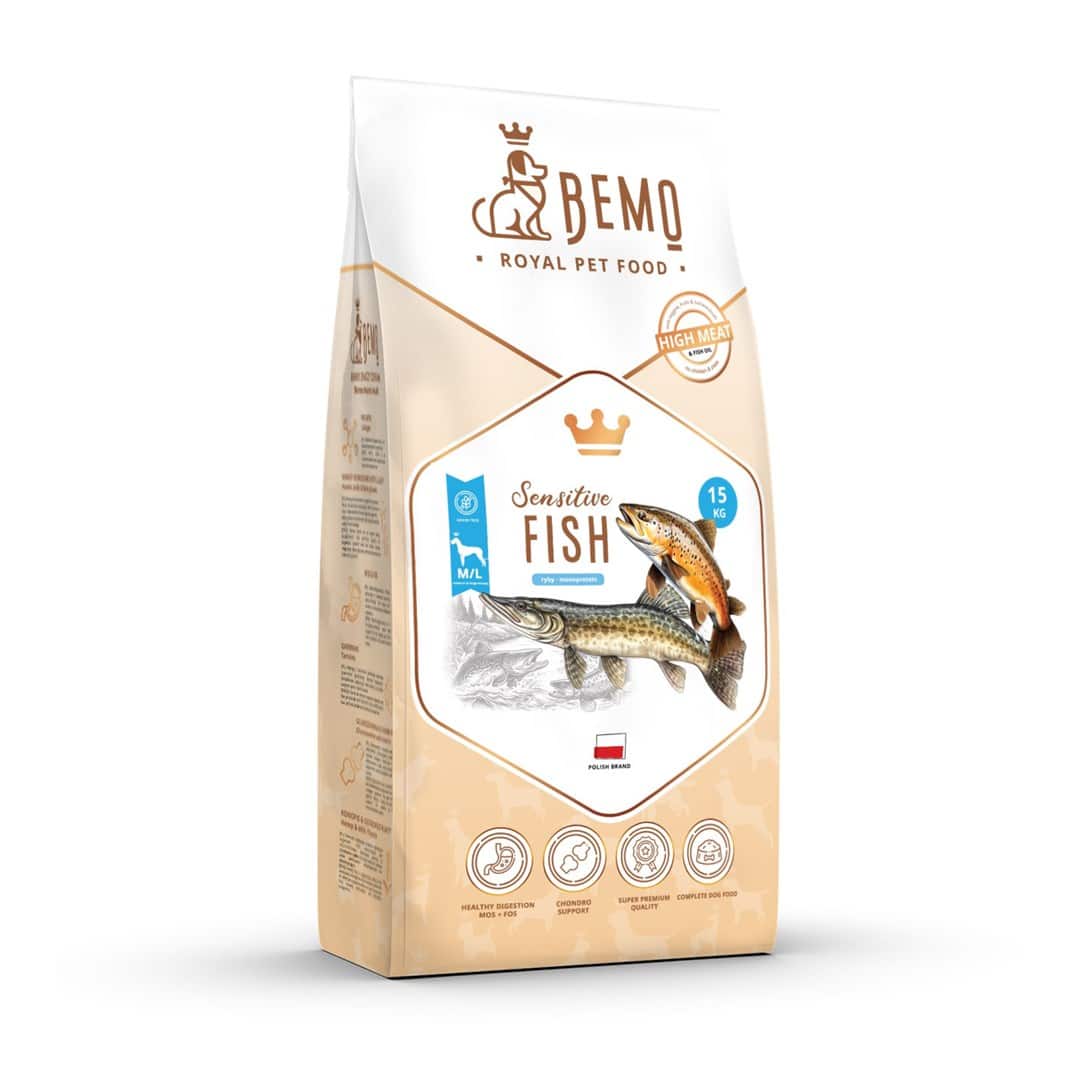 Karma sucha Bemo Sensitive Fish dla psów średnich i dużych ras - 15 kg