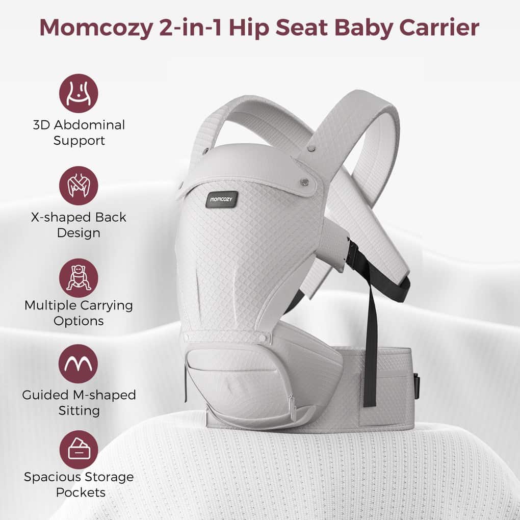 Nosidełko Momcozy Air Mesh z siedziskiem biodrowym, szare — zdjęcie 1 z 5