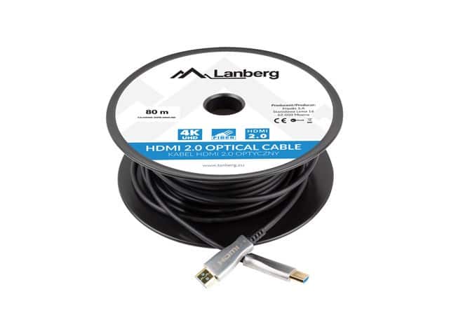 LANBERG KABEL HDMI M/M V2.0 80M OPTYCZNY AOC CA-HDMI-20FB-0800-BK — zdjęcie 1 z 5