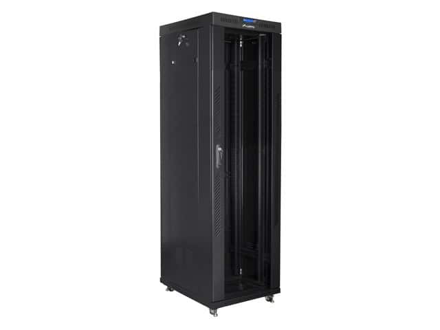 Szafa stojąca Rack 19" Lanberg FF01-6842-12BL, 42U, 600x800 mm, drzwi szklane, czarna (płaska paczka) — zdjęcie 1 z 5