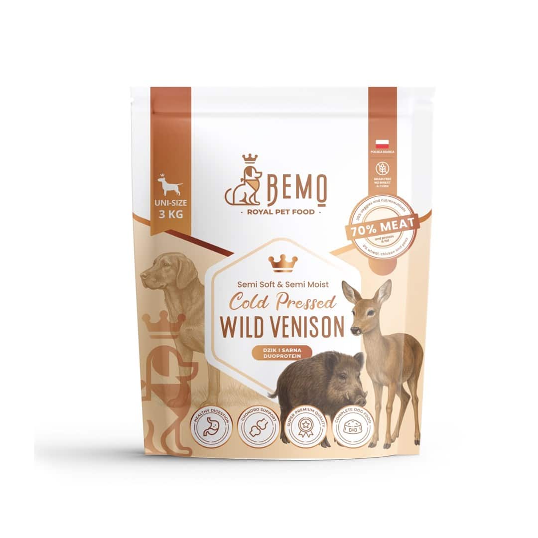 Karma sucha Bemo Cold Pressed Wild Venison - tłoczona na zimno z dziczyzną i sarniną, 3kg