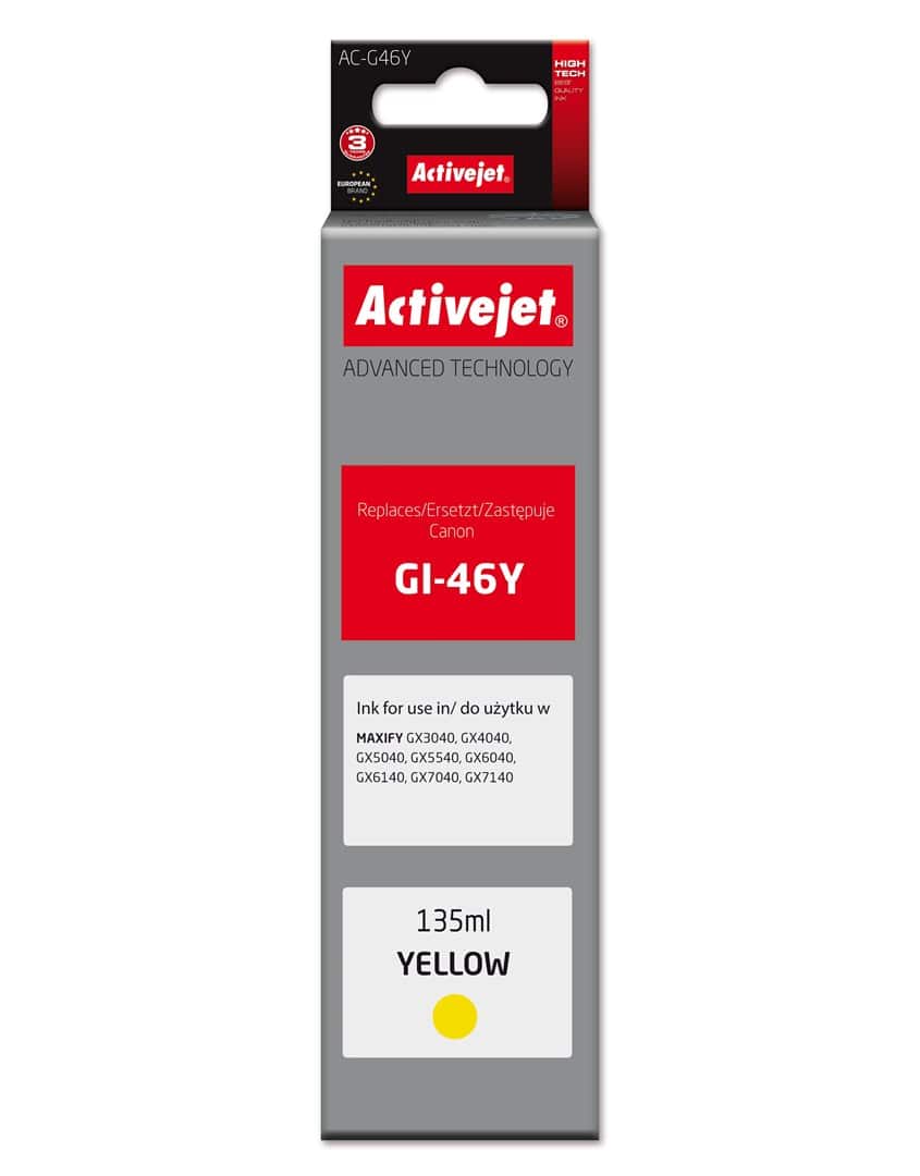 Tusz Activejet AC-G46Y (zamiennik Canon GI-46Y) - żółty, 135 ml