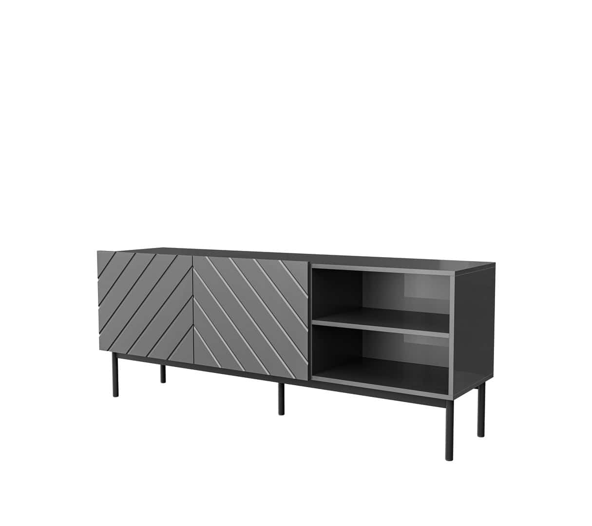 Szafka RTV ABETO 150x42x60 grafit połysk