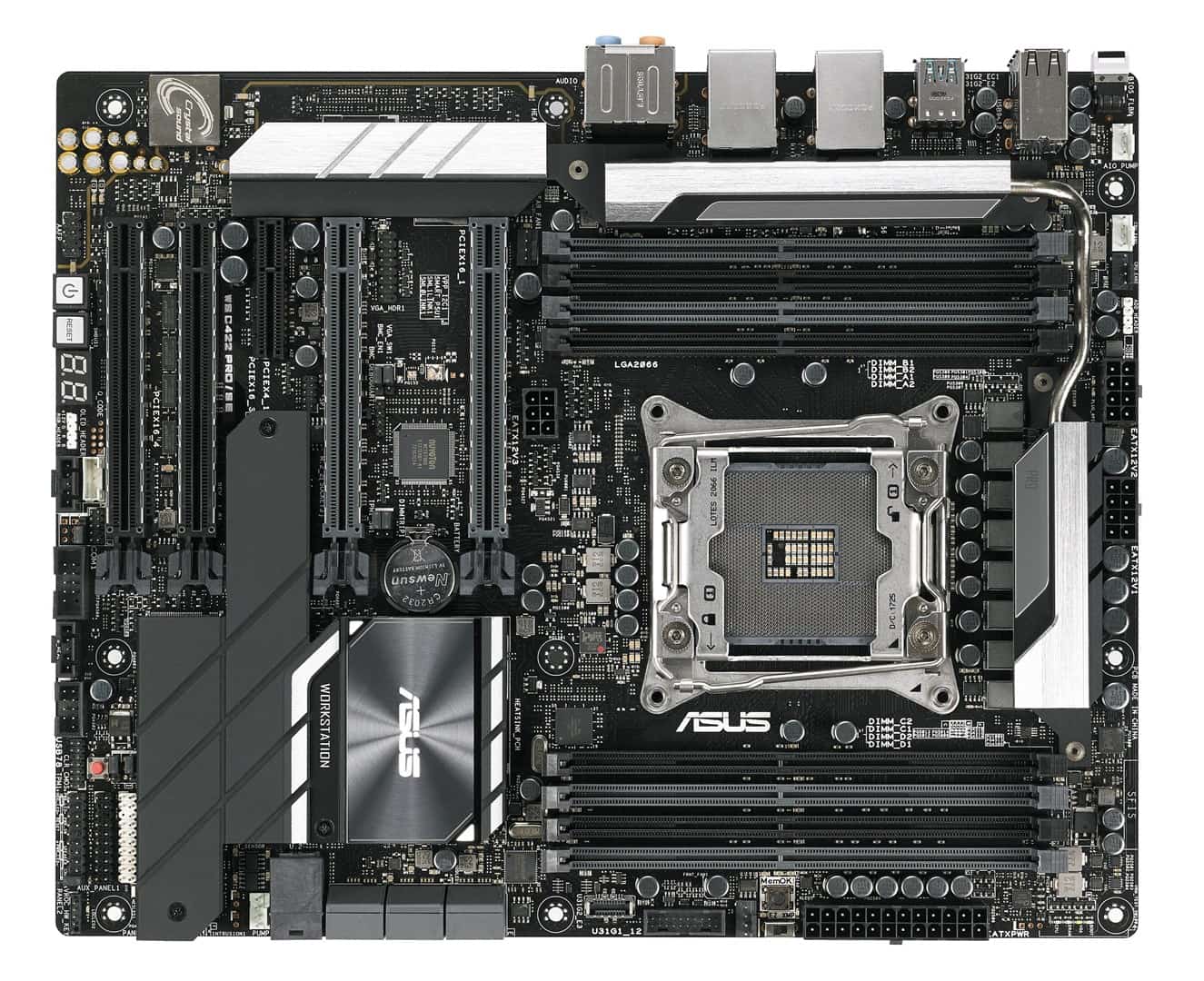 ASUS WS C422 PRO/SE 1xIntel Socket 2066, Chipset C422, 8x DDR4 2666 RDIMM/LRDIMM, ASPEED AST2500 64MB, 5x PCIe 3.0, 2x M.2, 1x U.2, 6xSATA, 2 x 1Gb Intel I210-AT, Realtek ALC S1220A, 6x USB 3.1 Gen 1, 2x USB 3.1 Gen 2, 6x USB 2.0, ASMB9-iKVM, ASUS Control