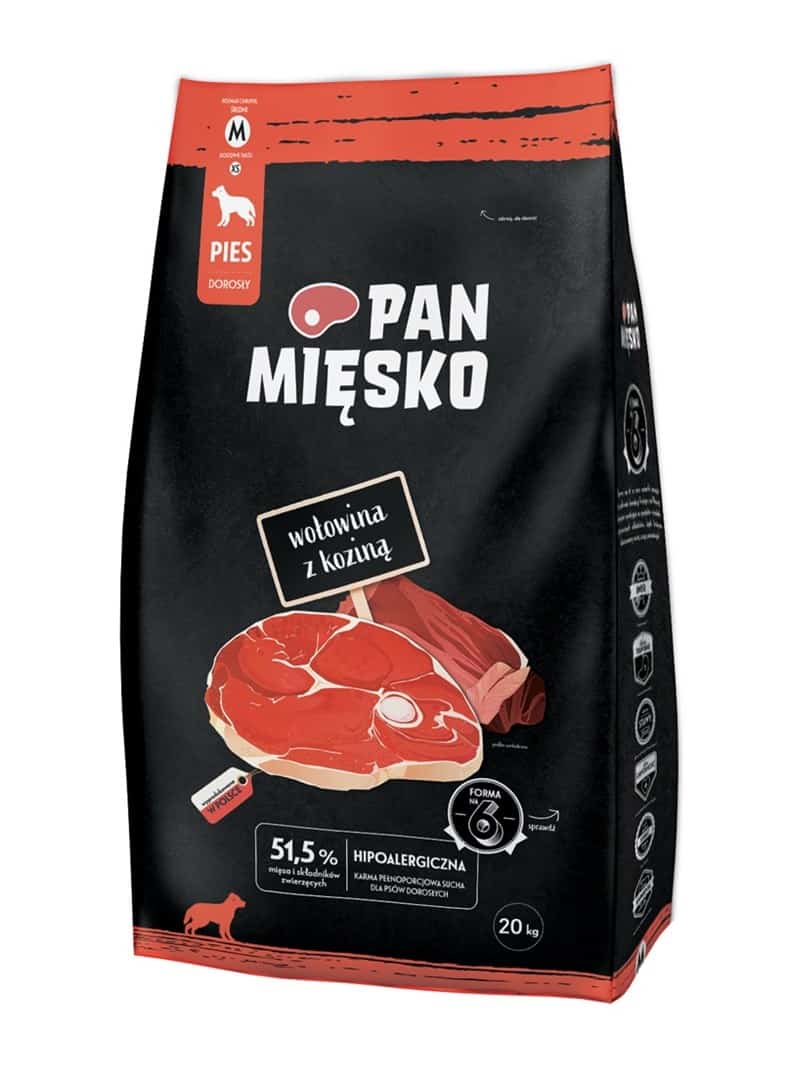 PAN MIĘSKO Wołowina z koziną (dorosły) chrupki M - 20kg