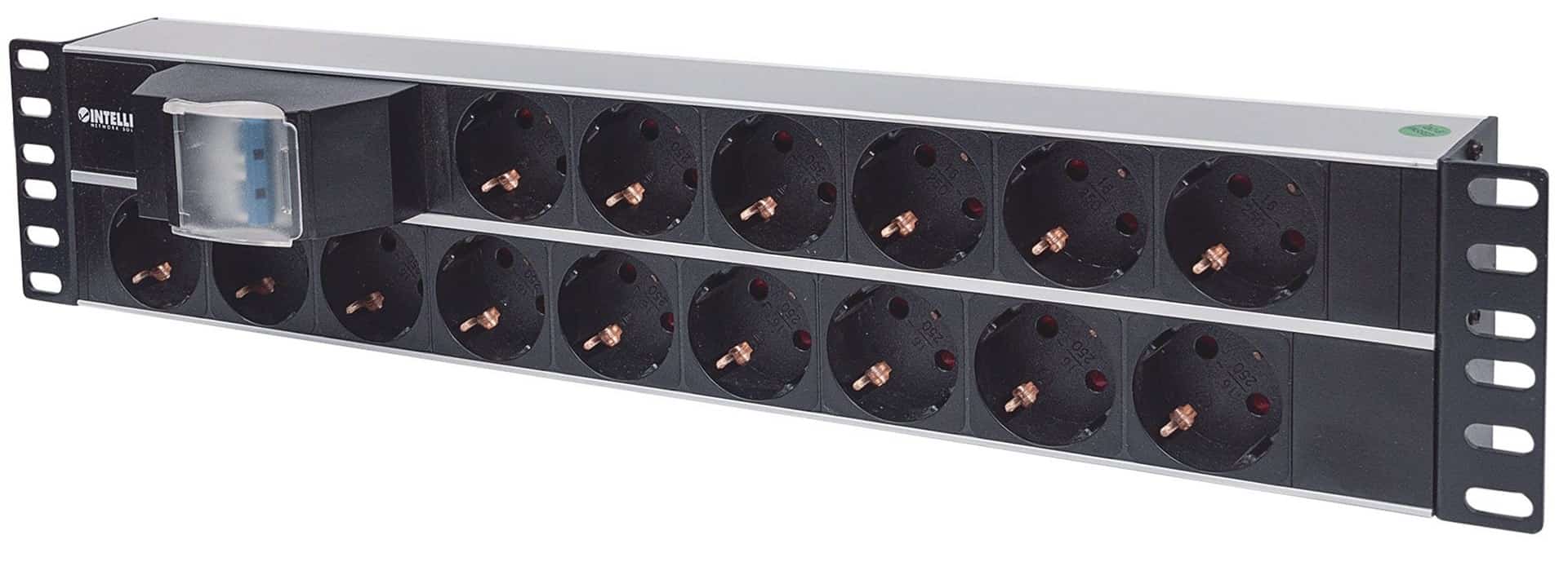 INTELLINET Listwa Zasilająca RACK 19" 2U, 15 Gniazd SCHUKO