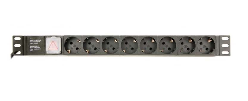 GEMBIRD LISTWA ZASILAJĄCA RACK 1U, 10A, 8X SCHUKO