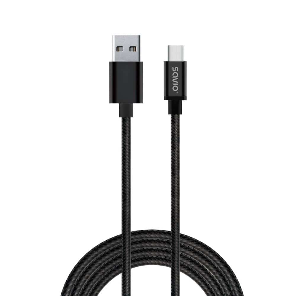 Kabel SAVIO CL-129 USB-C do USB 2.0, 2m, czarny