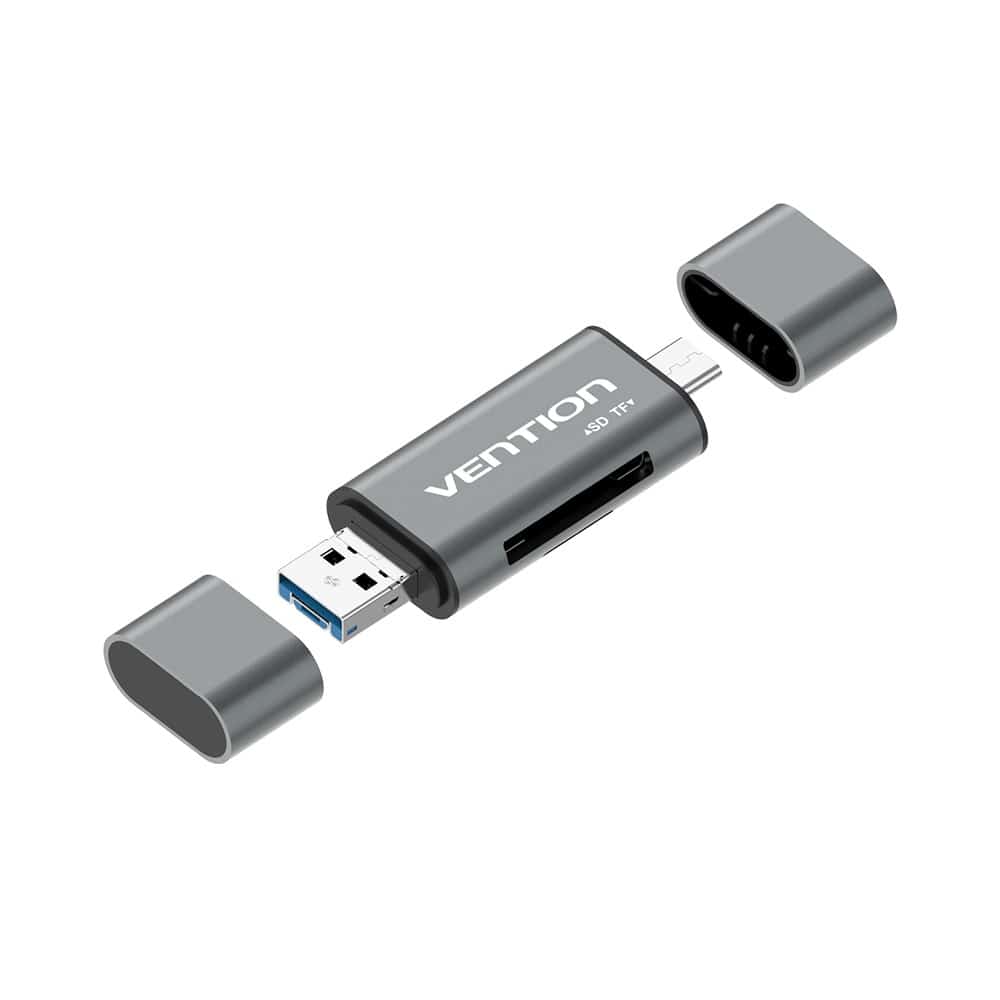 Czytnik kart SD / microSD Vention USB 3.0 USB-C szary