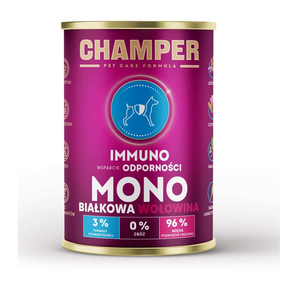 CHAMPER IMMUNO MONOBIAŁKOWA wołowina mokra 400g