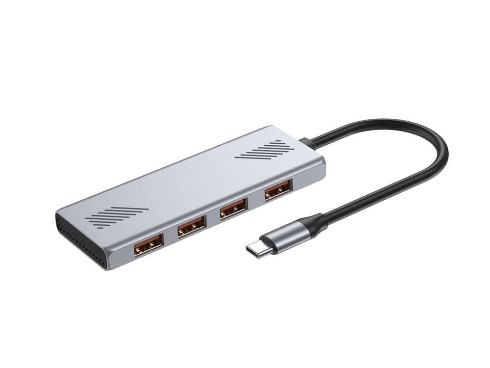 GEMBIRD 4-PORTOWY HUB USB 3.2 TYPU C SZARY