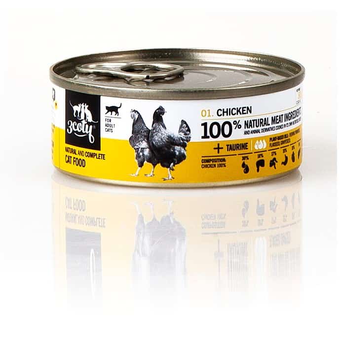 3Coty CHICKEN with hearts for Adult cats 80g