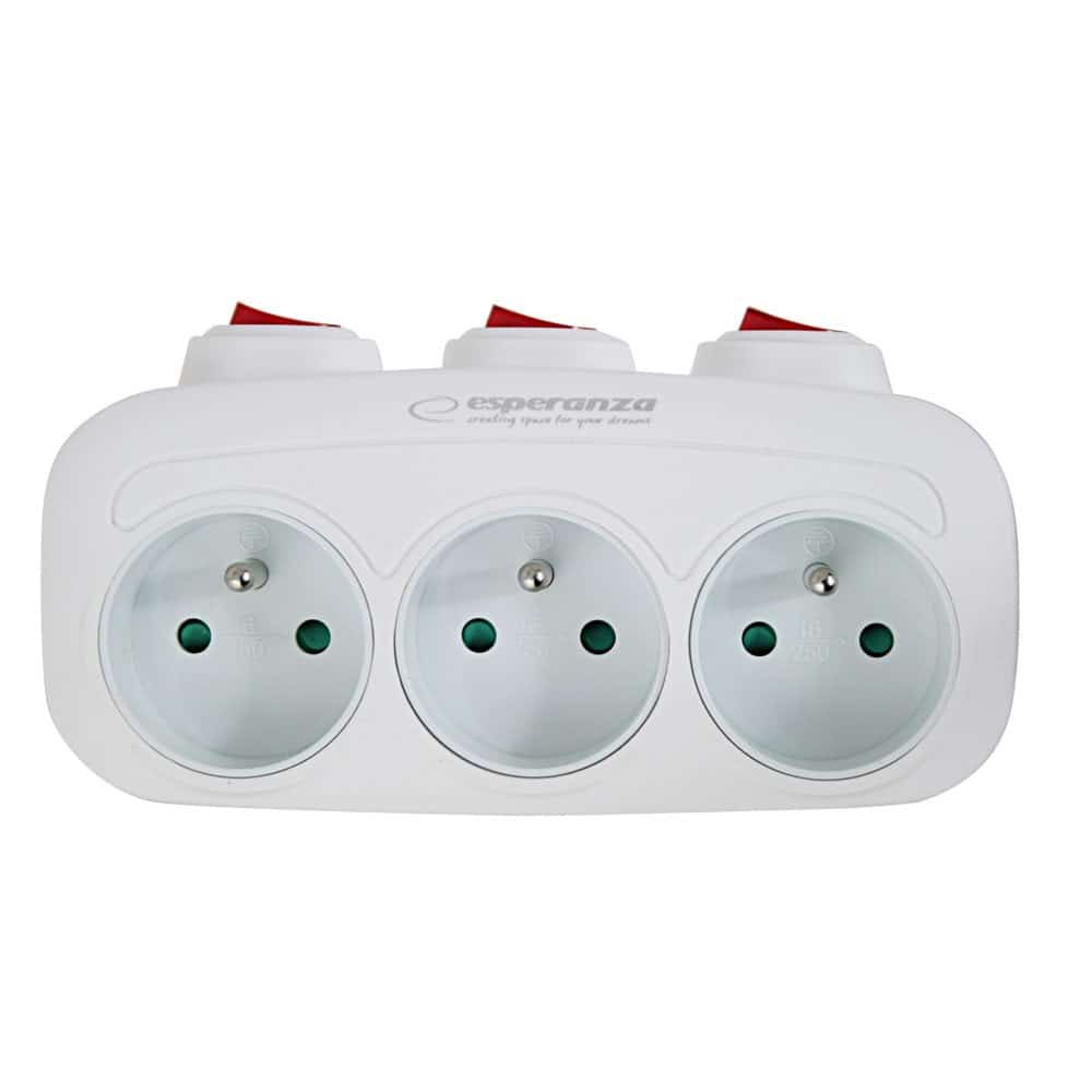 ESPERANZA ROZGAŁĘŹNIK ELEKTRYCZNY 3 GNIAZDA BIAŁY ELK307W