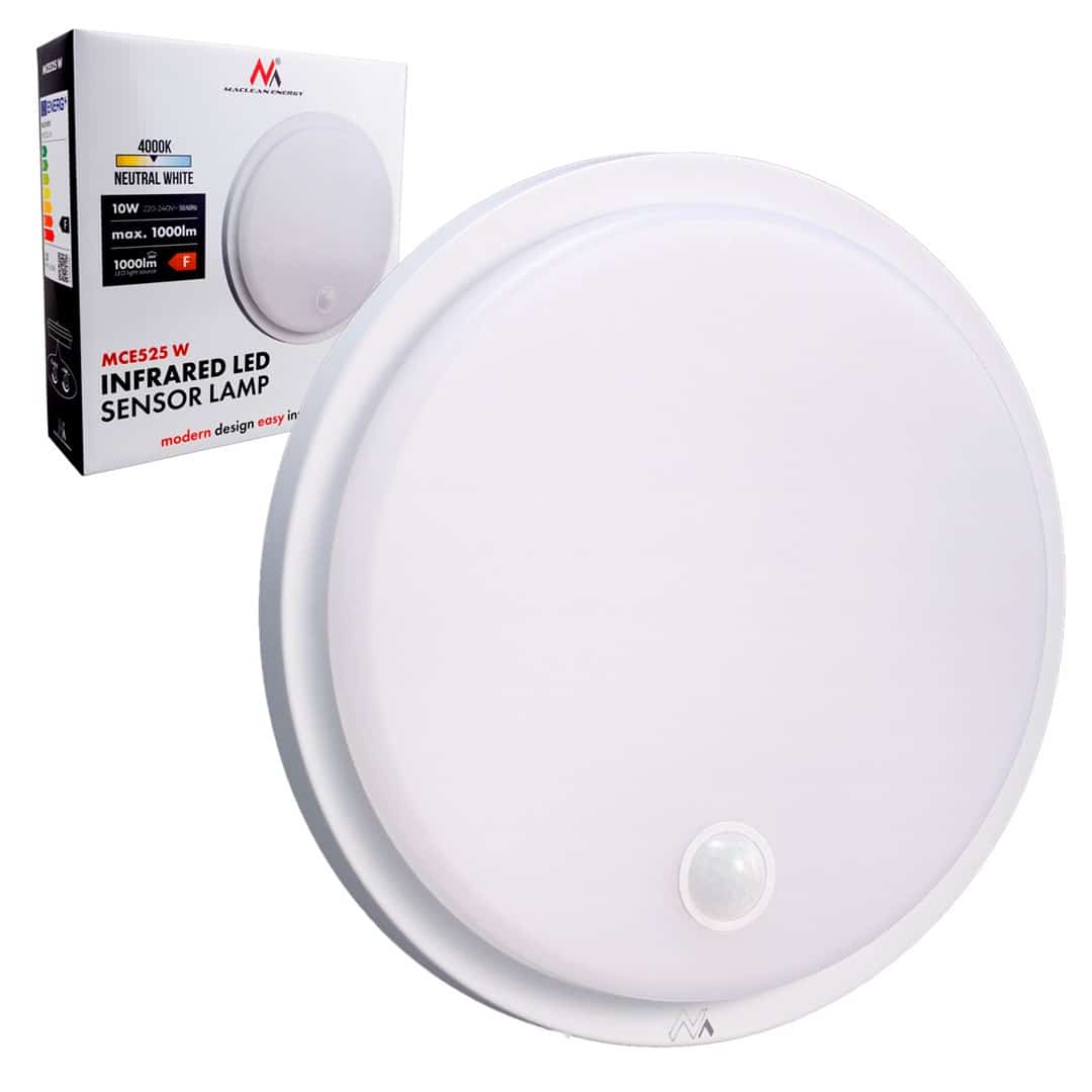 MACLEAN LAMPA LED Z CZUJNIKIEM RUCHU, BIAŁA, 10W, IP65