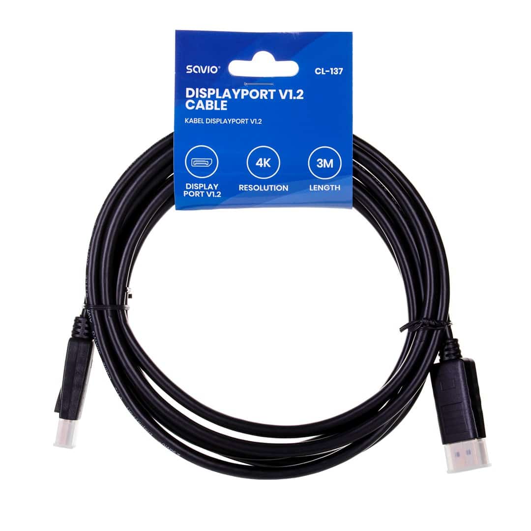 Kabel SAVIO CL-137 DisplayPort 3m Czarny