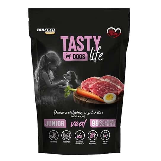 BIOFEED Tasty dog life junior cielęcina 500g