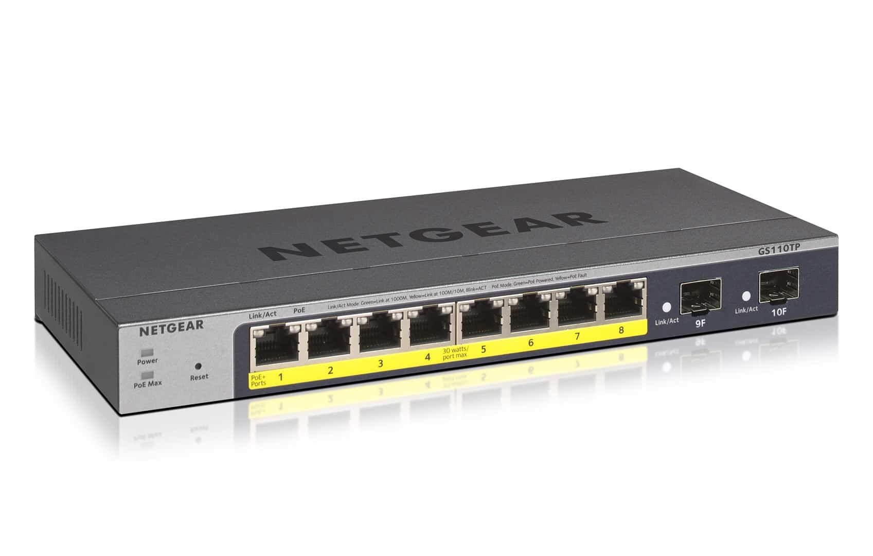 Switch Netgear GS110TP-300EUS 10p PoE 55W Managed Gigabit