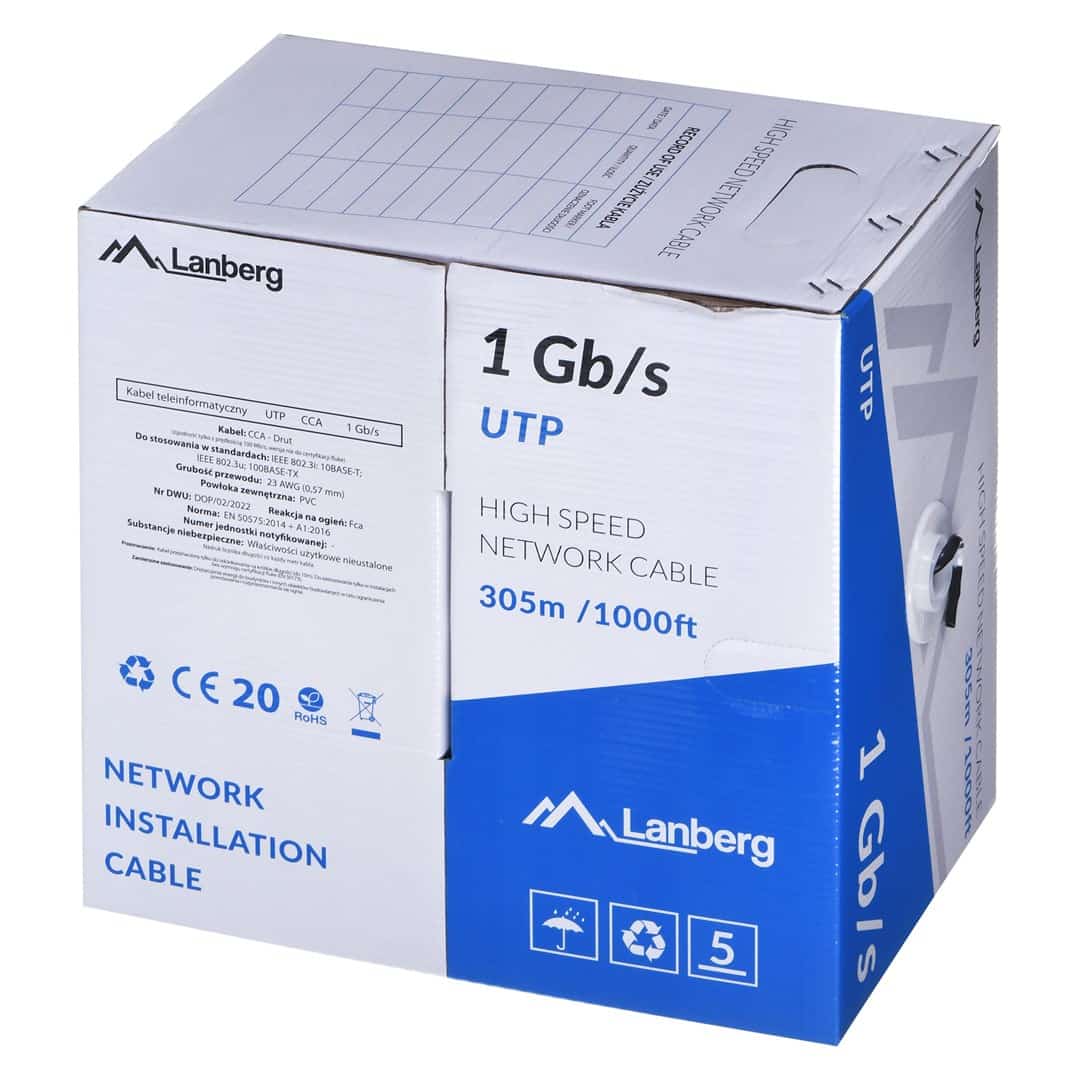 LANBERG KABEL UTP 1GB/S 305M CZARNY