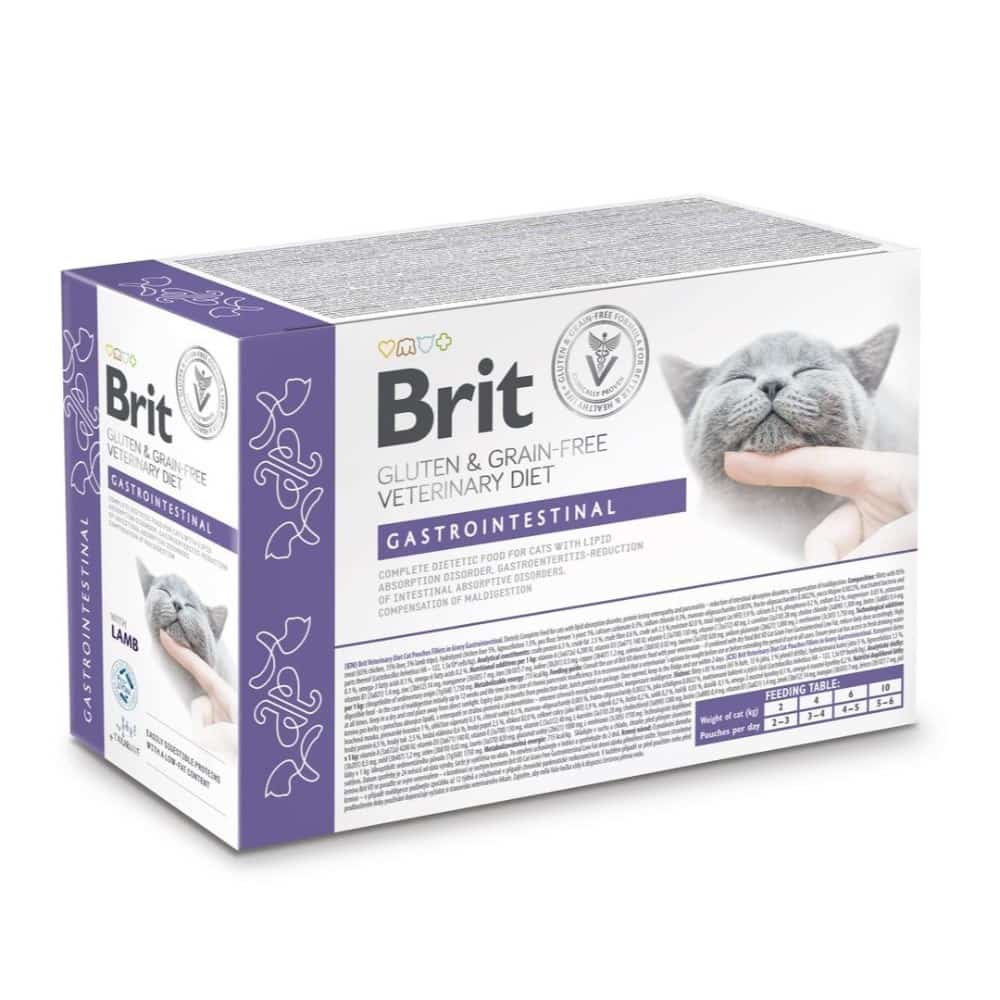 Mokra karma dla kota Brit VD Cat Pouch - filety w sosie Gastrointestinal, 12 saszetek po 85g