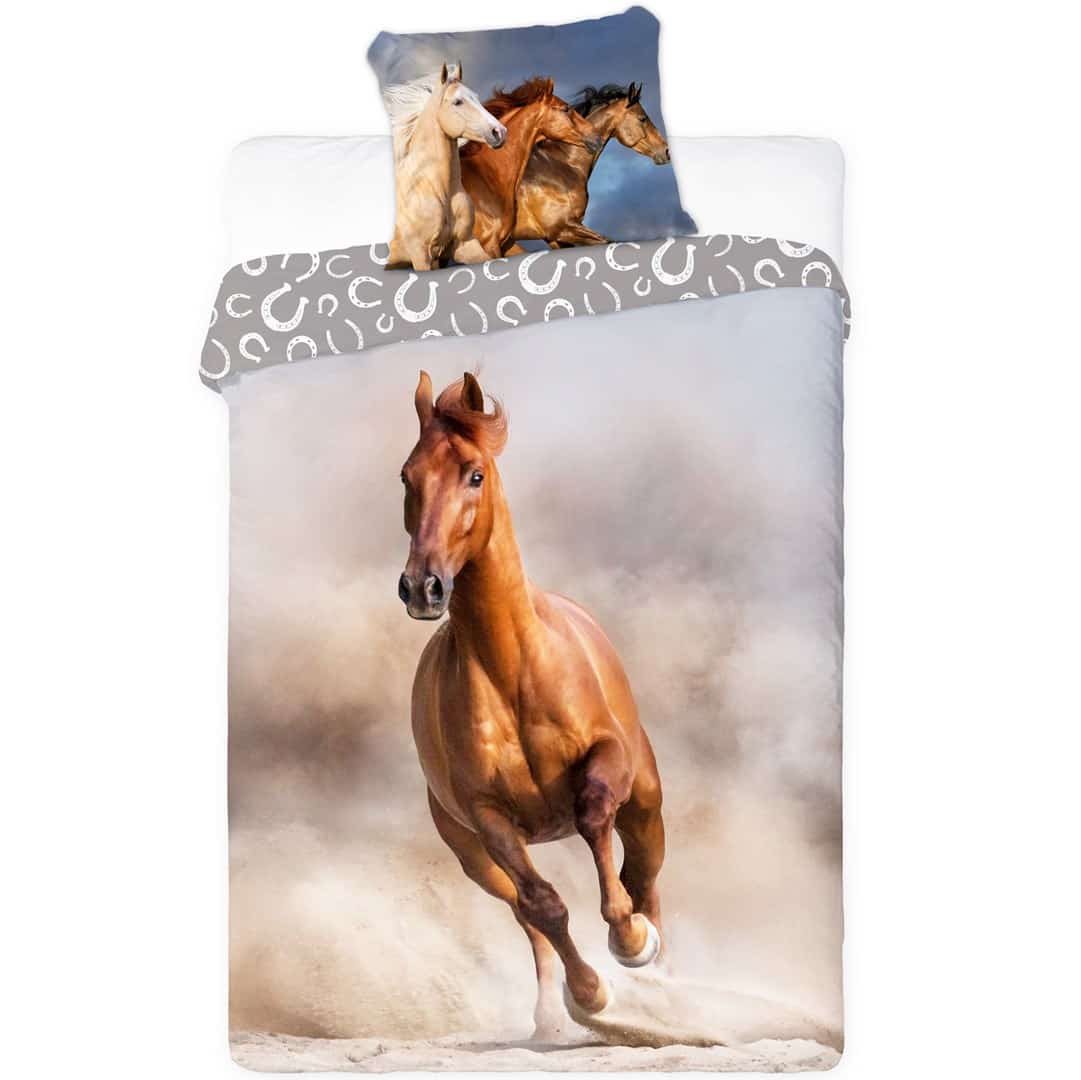 Pościel młodzieżowa 06 HORSES GNIADY KOŃ 140x200cm + poduszka