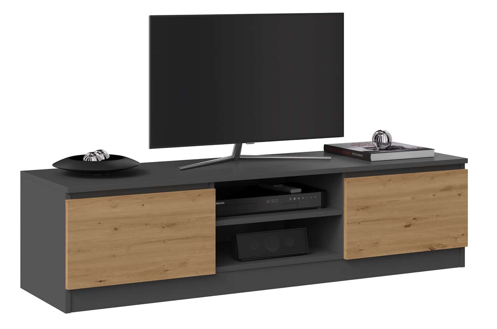 Szafka RTV antracyt/artisan 140x40x36 cm