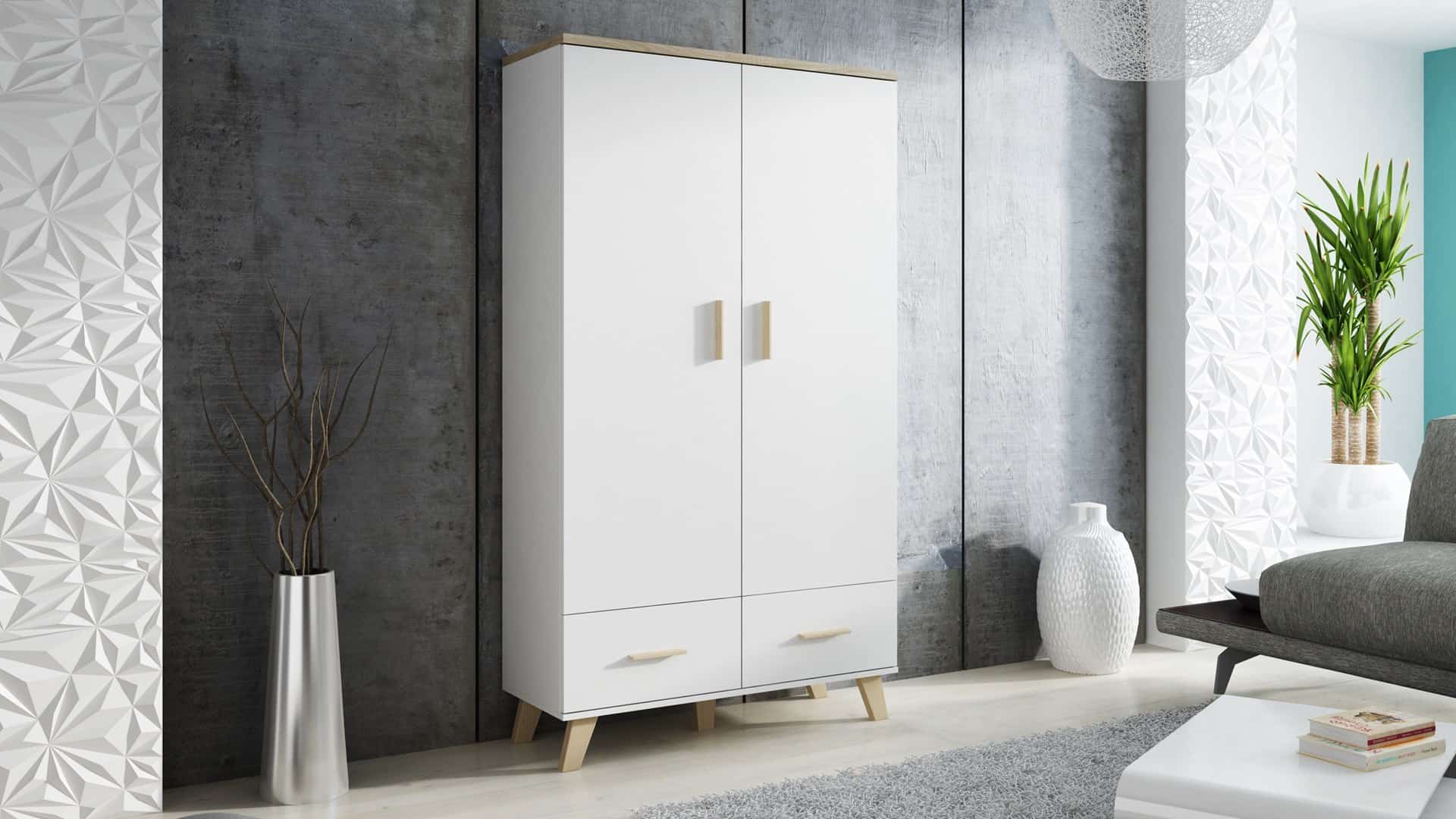 Szafa LOTTA 2D2S biały+dęb sonoma