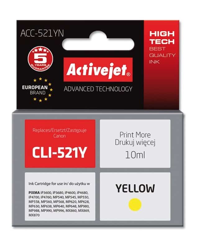 Activejet ACC-521YN Tusz Zamiennik dla Canon CLI-521Y