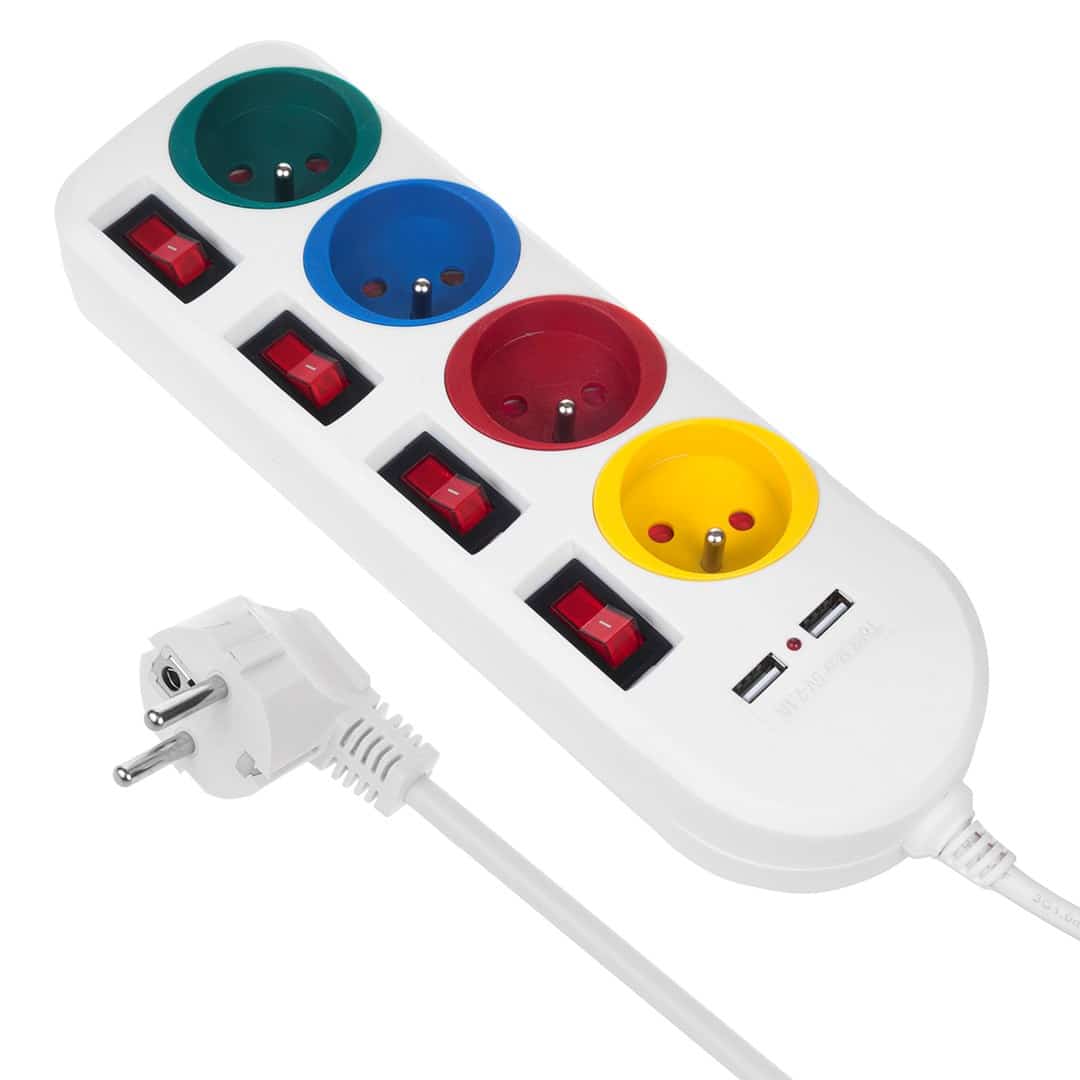MACLEAN MCE229W Listwa Zasilająca 4 Gniazda 2xUSB