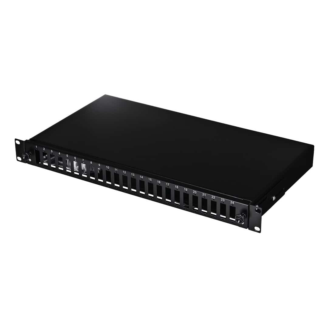 Alantec Przełącznica światłowodowa 24xSC duplex / 24xLC quad 19" 1U z płytą czołową oraz akcesoriami montażowymi (dławiki, opaski), wysuwalna (FOP-1U-24SCD-C)